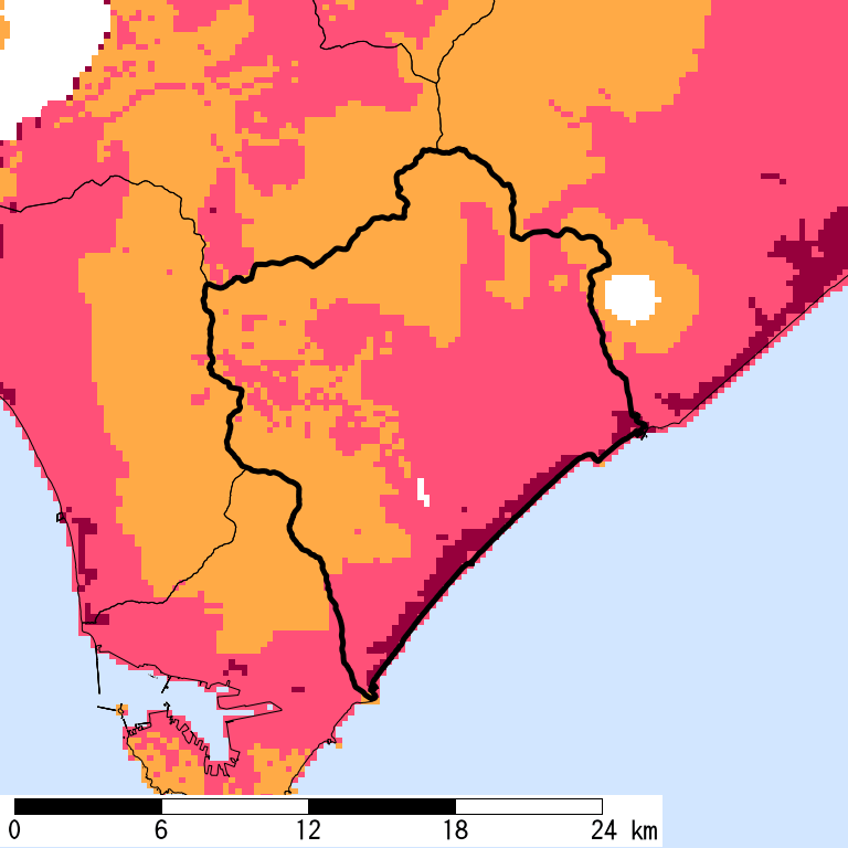 再現期間50000年相当の計測震度分布地図
