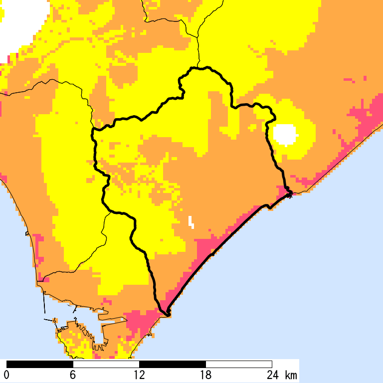 50年間超過確率2%の計測震度分布地図