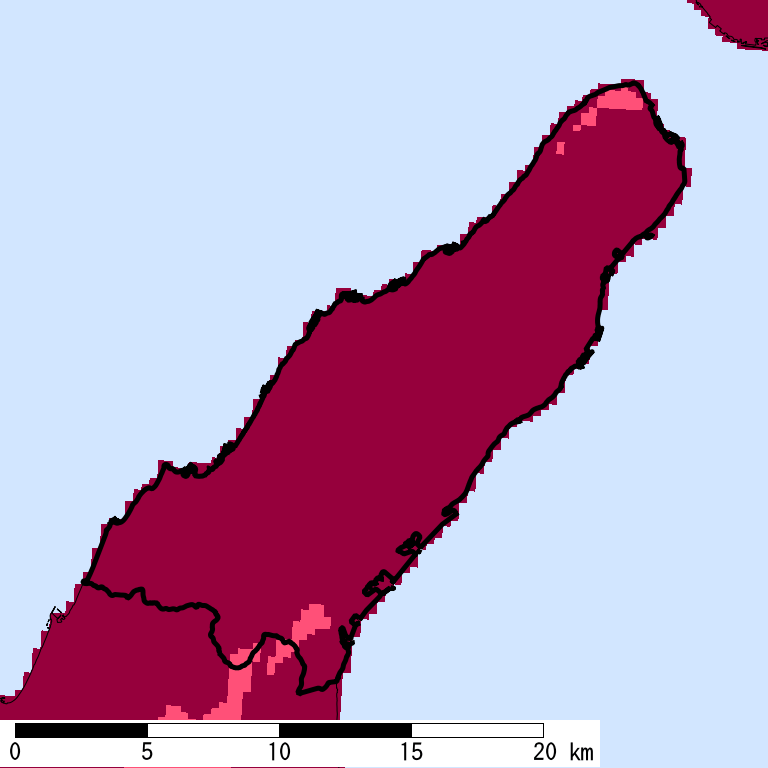 再現期間50000年相当の計測震度分布地図