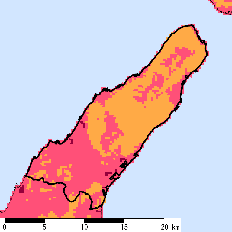 50年間超過確率2%の計測震度分布地図