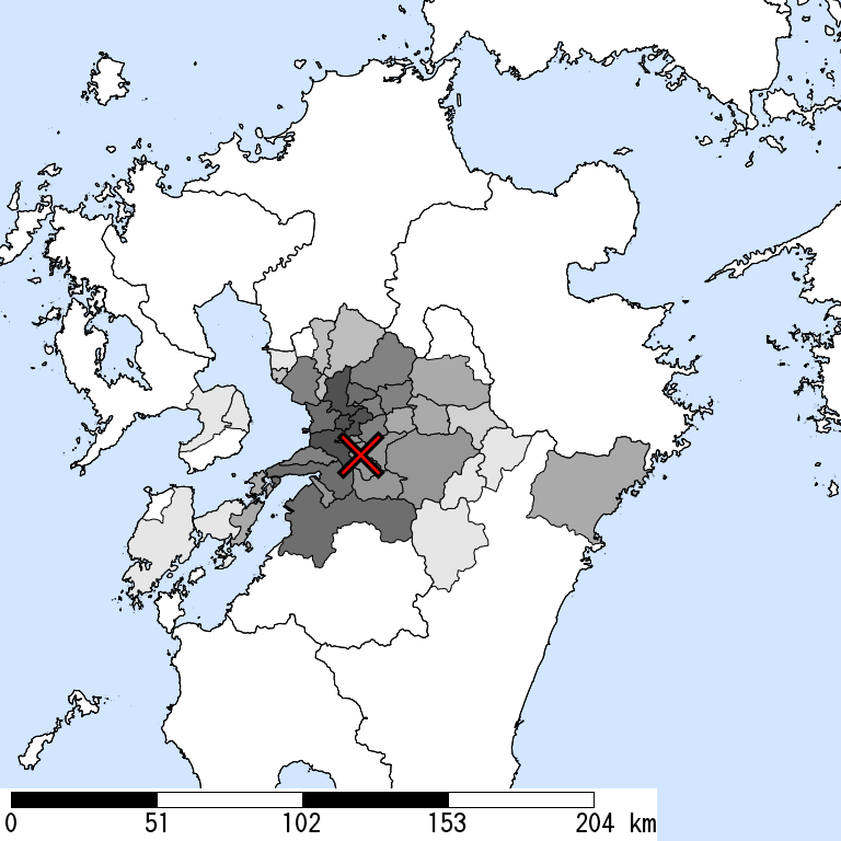 推定震度5弱以上の震度遭遇人口地図