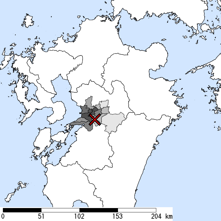 推定震度6弱以上の震度遭遇人口地図