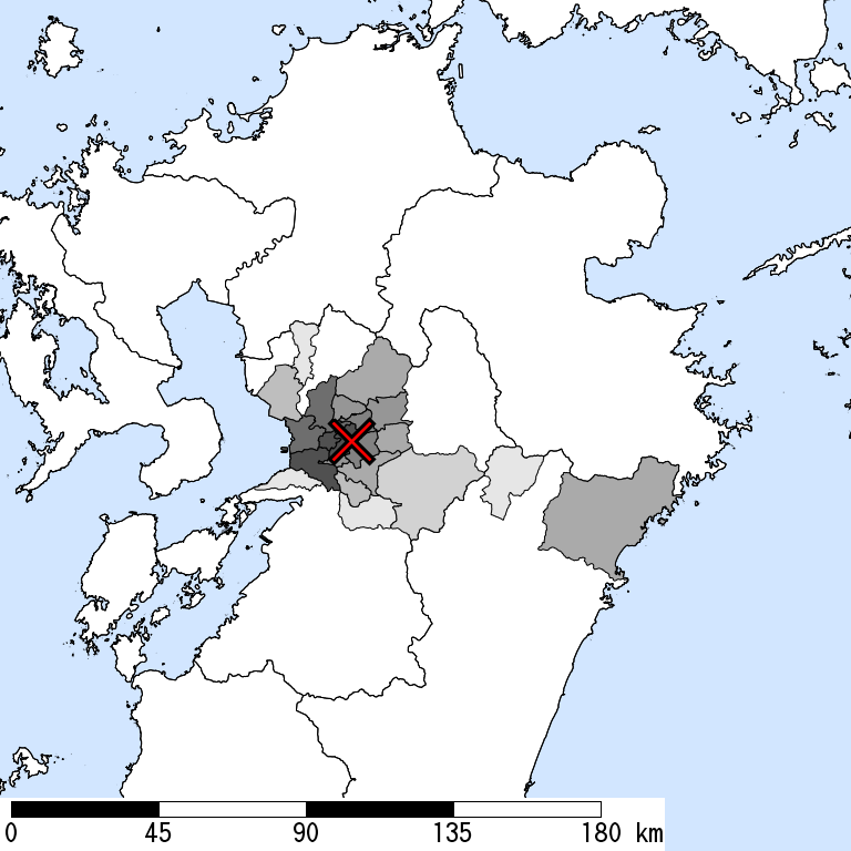 推定震度5弱以上の震度遭遇人口地図