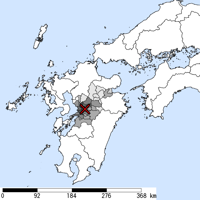 推定震度6弱以上の震度遭遇人口地図