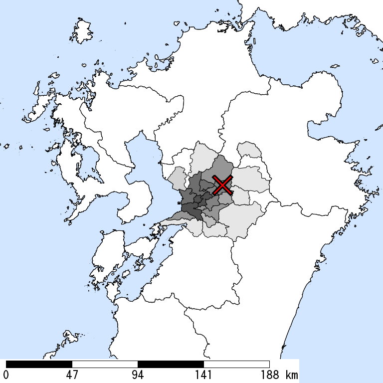 推定震度5強以上の震度遭遇人口地図