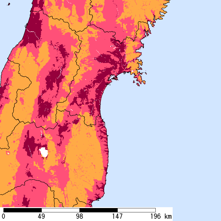 再現期間50000年相当の計測震度分布地図