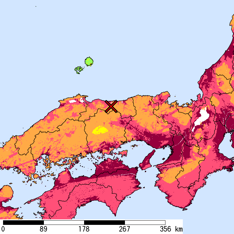 再現期間50000年相当の計測震度分布地図