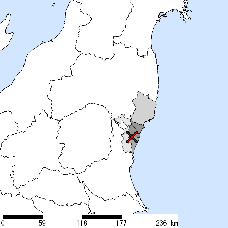 推定震度5強以上の震度遭遇人口地図