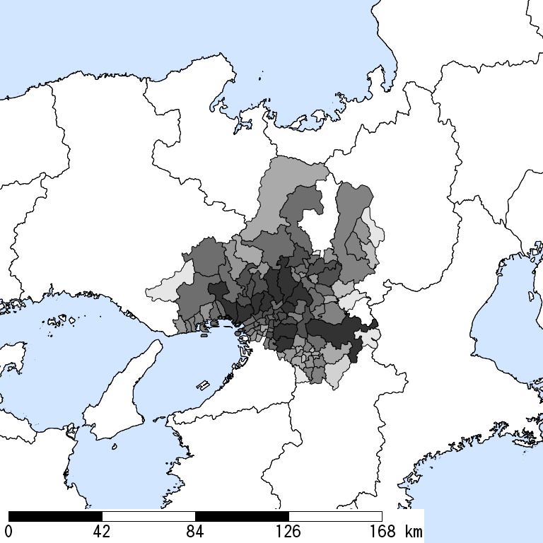 推定震度5弱以上の震度遭遇人口地図