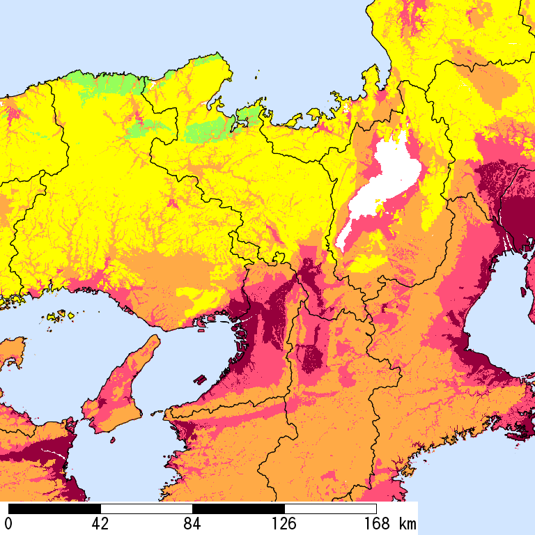 50年間超過確率2%の計測震度分布地図