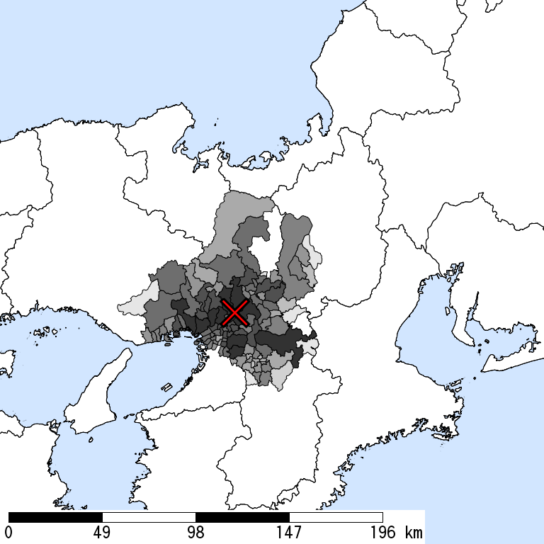 推定震度5弱以上の震度遭遇人口地図