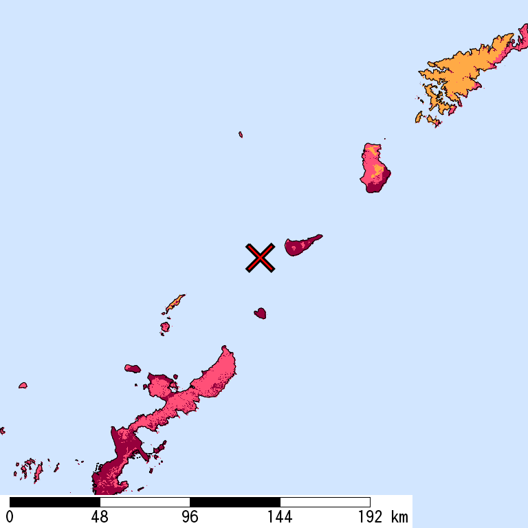 再現期間50000年相当の計測震度分布地図