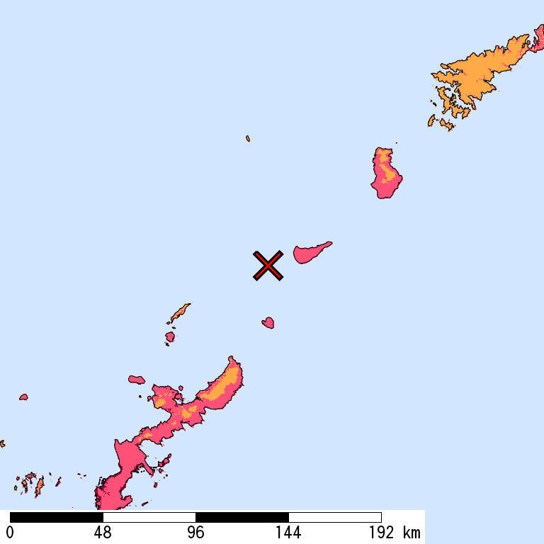 50年間超過確率2%の計測震度分布地図