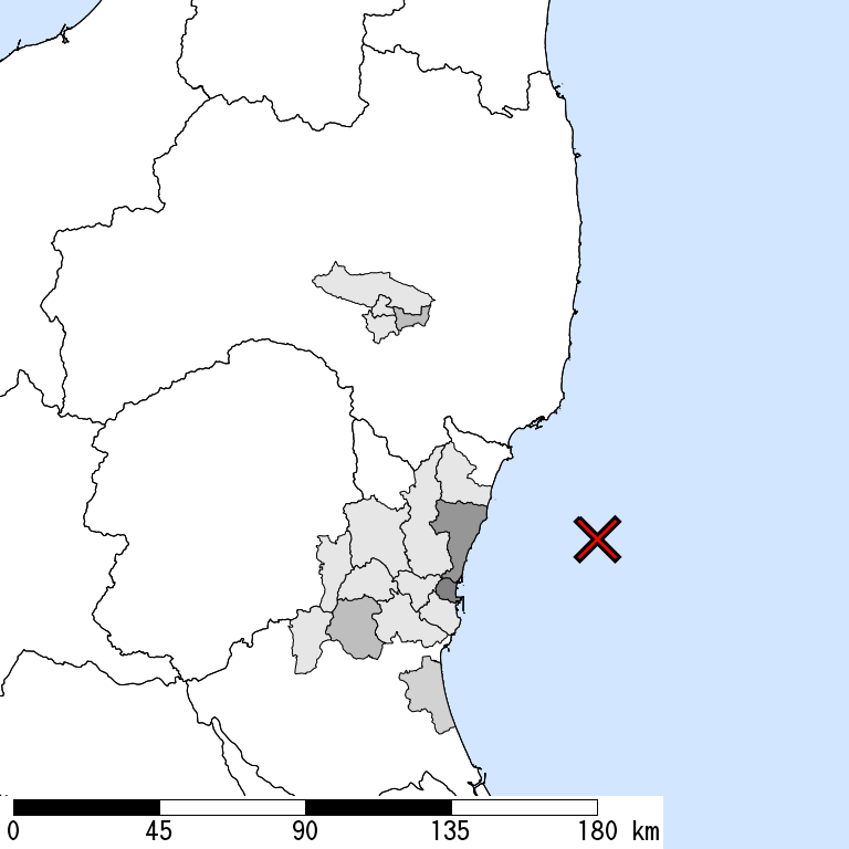 推定震度5弱以上の震度遭遇人口地図