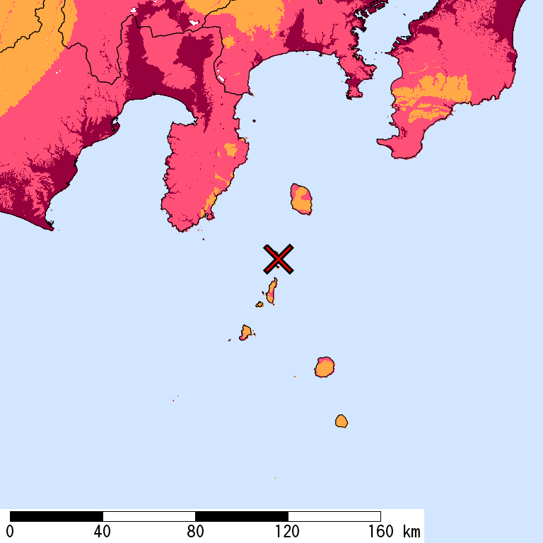 50年間超過確率2%の計測震度分布地図