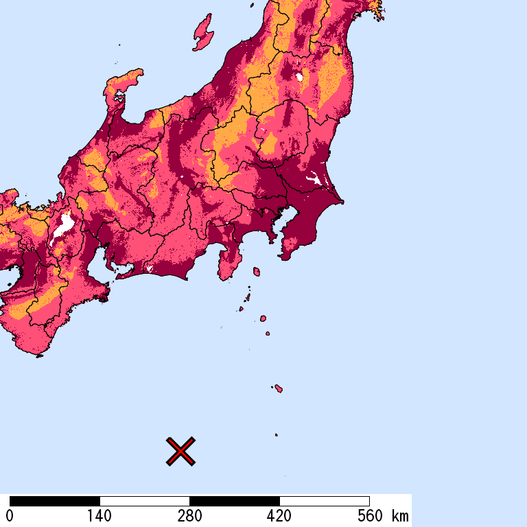 再現期間50000年相当の計測震度分布地図