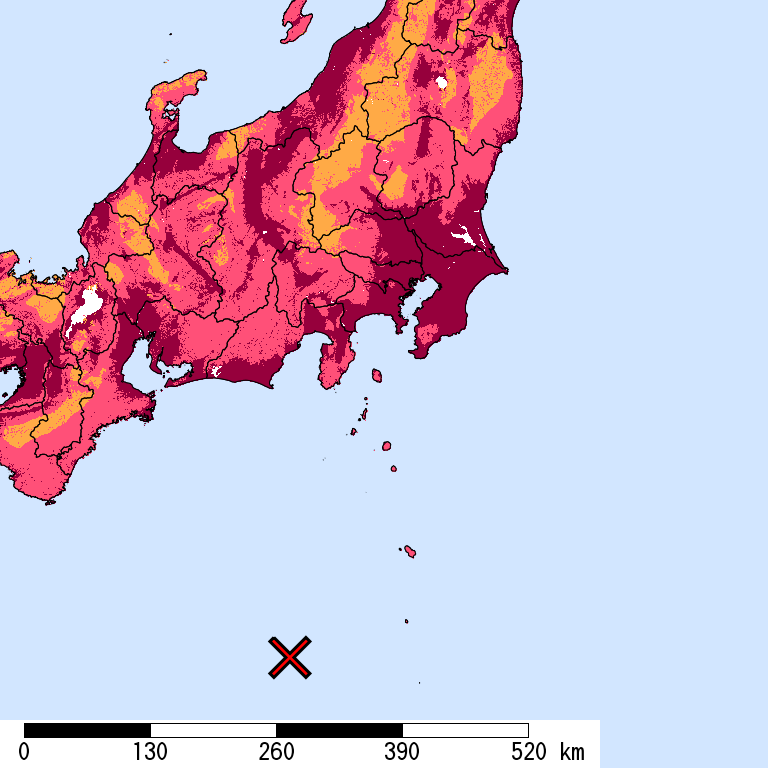 再現期間50000年相当の計測震度分布地図