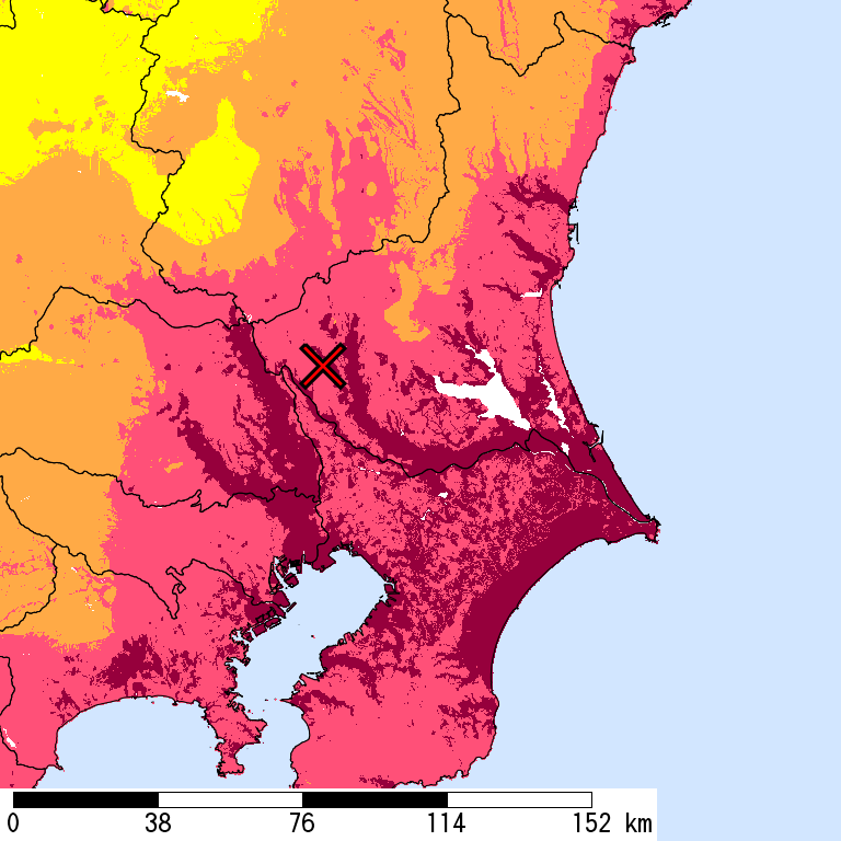 50年間超過確率2%の計測震度分布地図