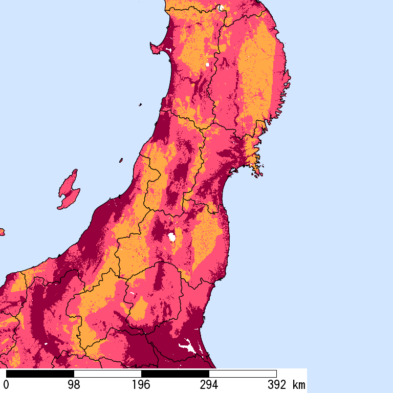 再現期間50000年相当の計測震度分布地図