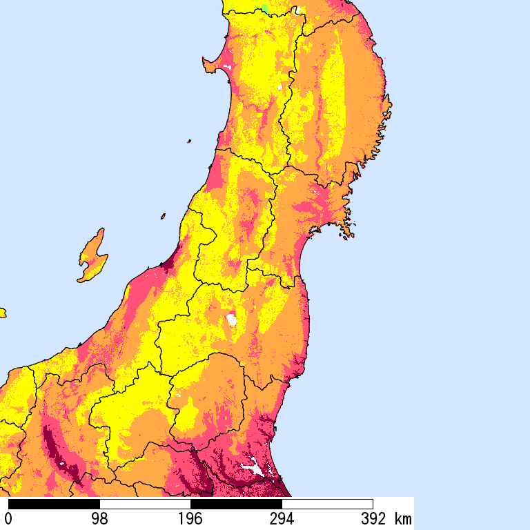 50年間超過確率2%の計測震度分布地図
