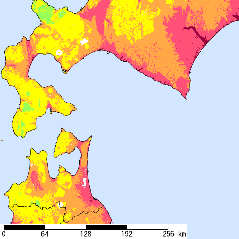 50年間超過確率2%の計測震度分布地図