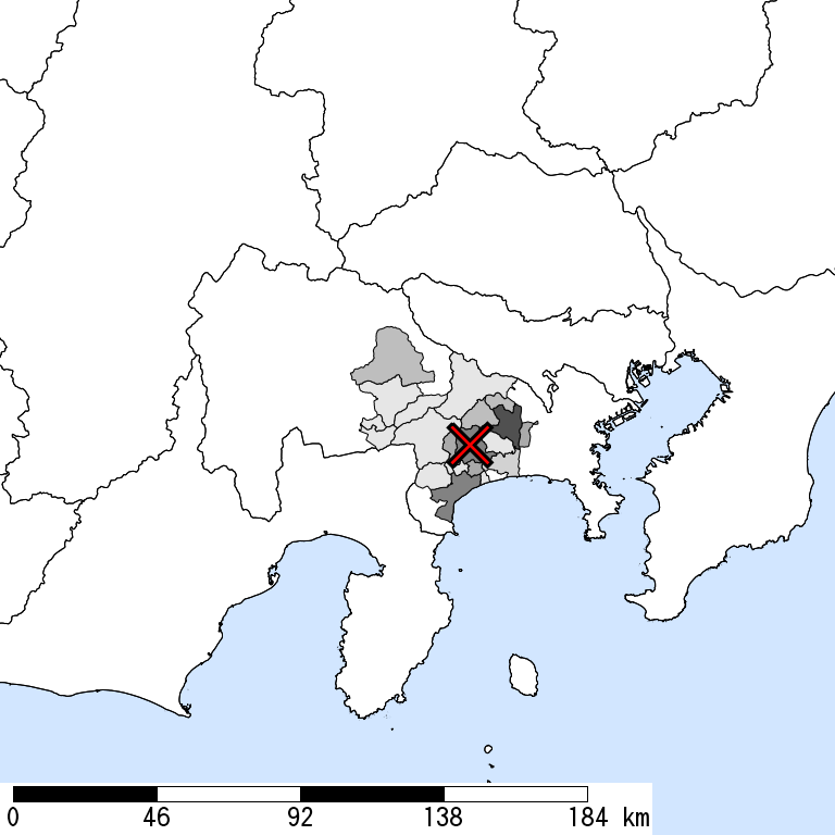 推定震度5弱以上の震度遭遇人口地図