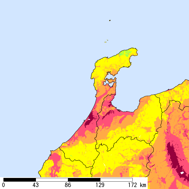 50年間超過確率2%の計測震度分布地図