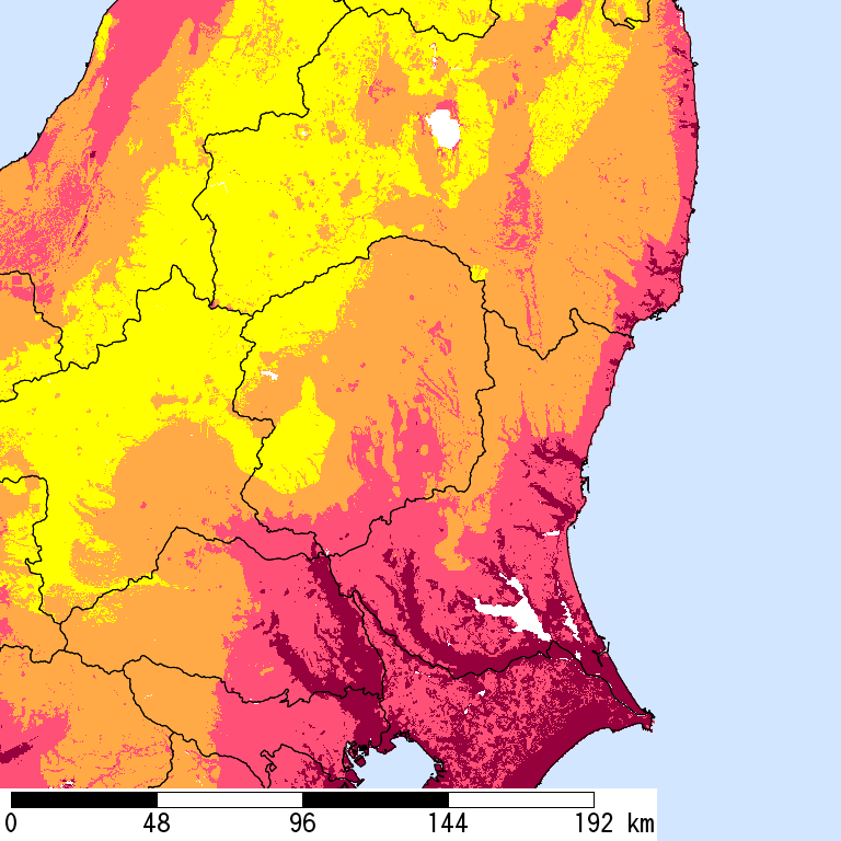 50年間超過確率2%の計測震度分布地図