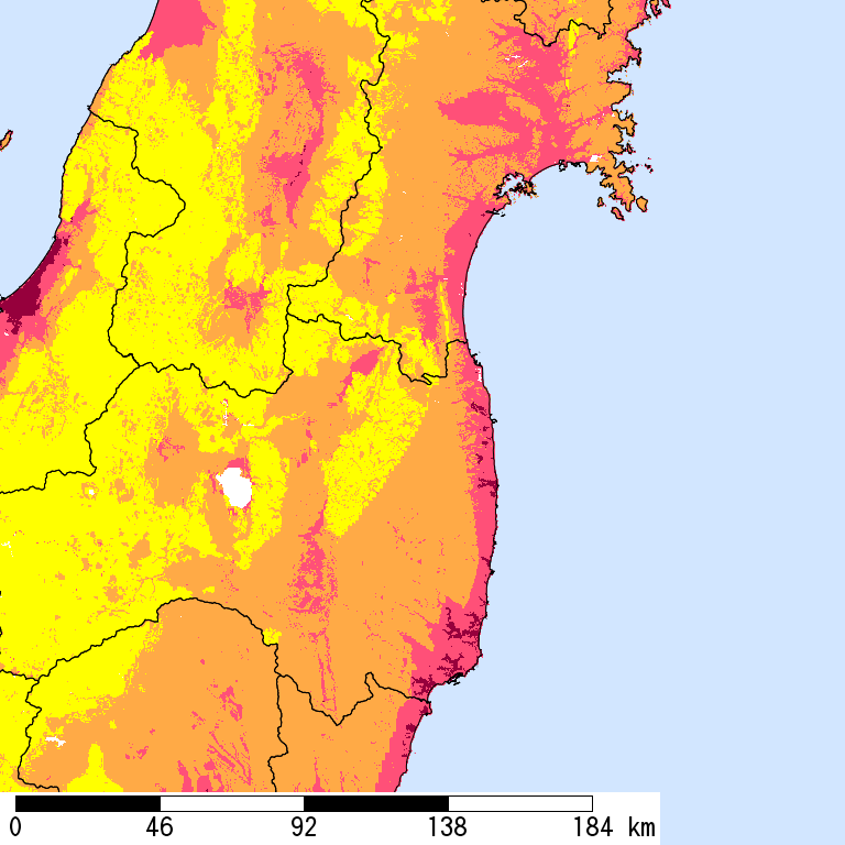 50年間超過確率2%の計測震度分布地図