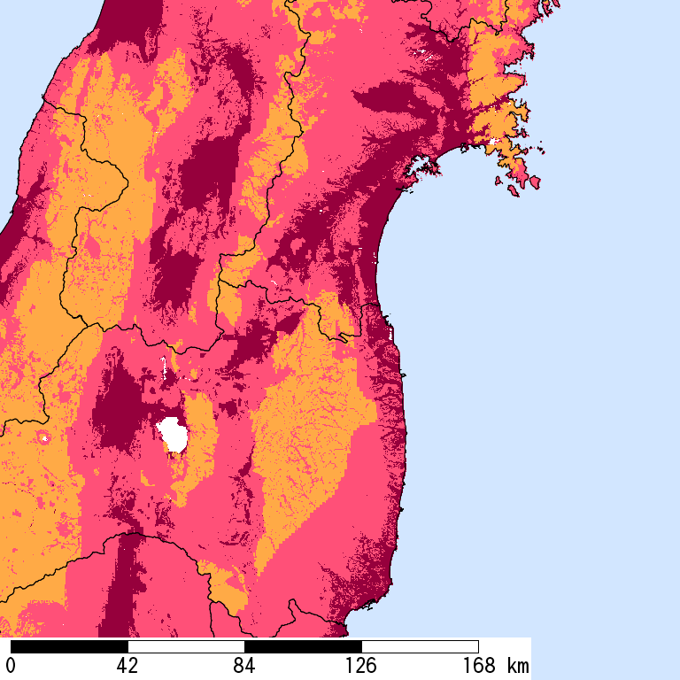 再現期間50000年相当の計測震度分布地図