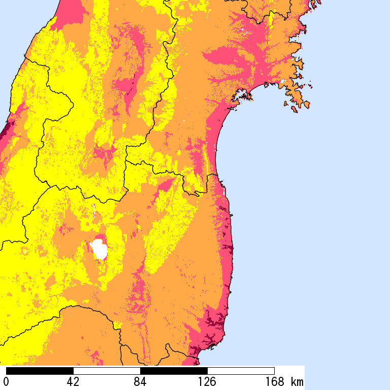 50年間超過確率2%の計測震度分布地図