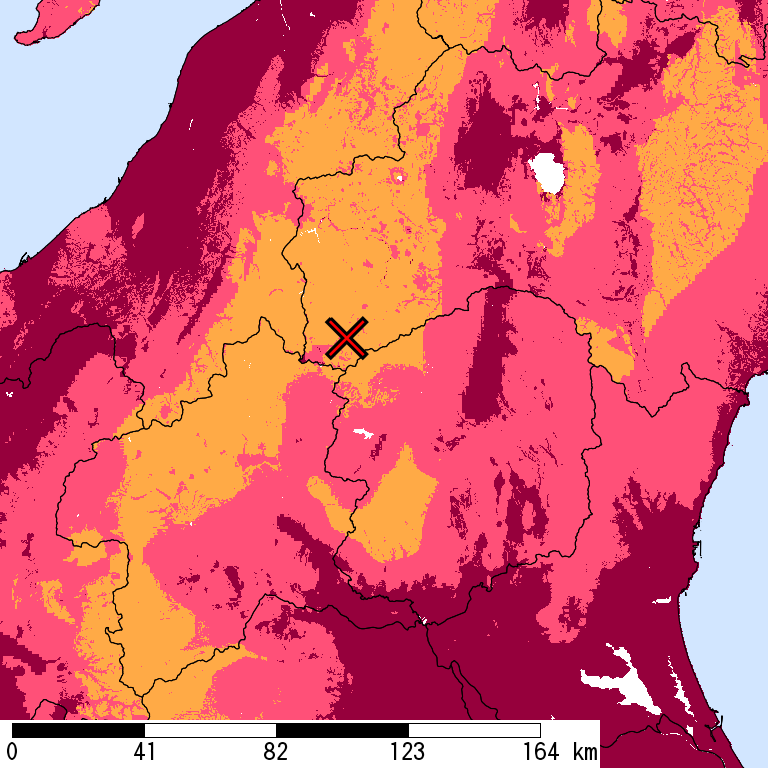 再現期間50000年相当の計測震度分布地図