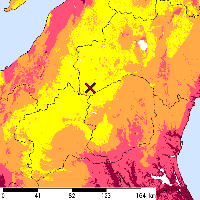 50年間超過確率2%の計測震度分布地図