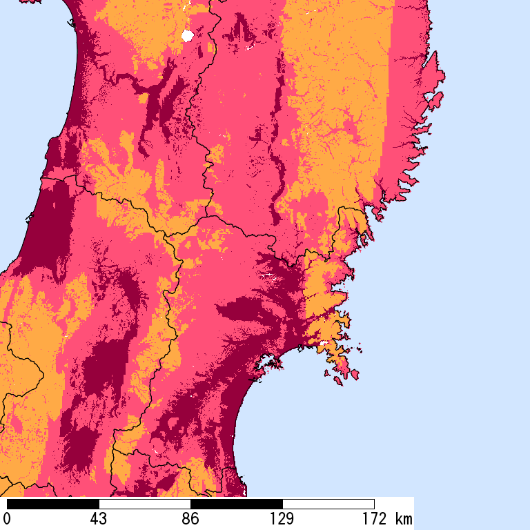 再現期間50000年相当の計測震度分布地図
