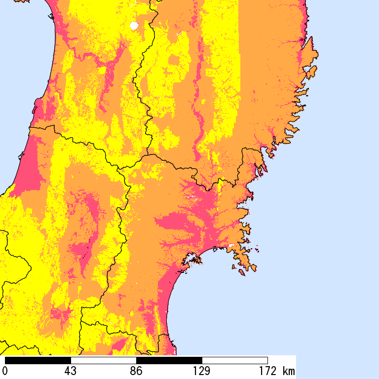 50年間超過確率2%の計測震度分布地図