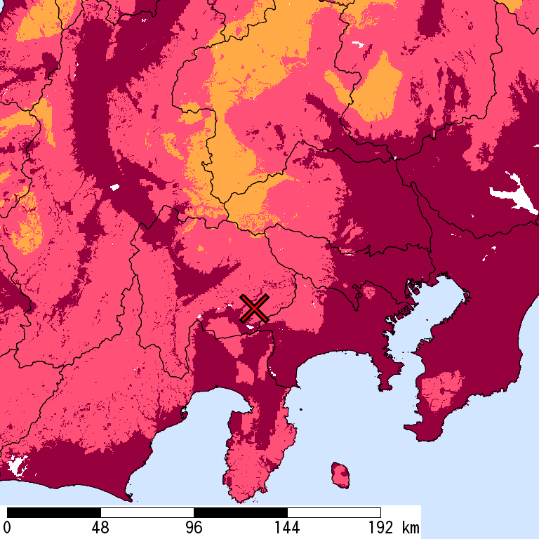 再現期間50000年相当の計測震度分布地図