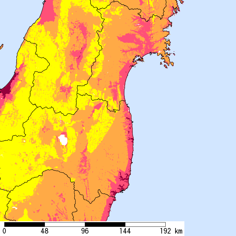 50年間超過確率2%の計測震度分布地図