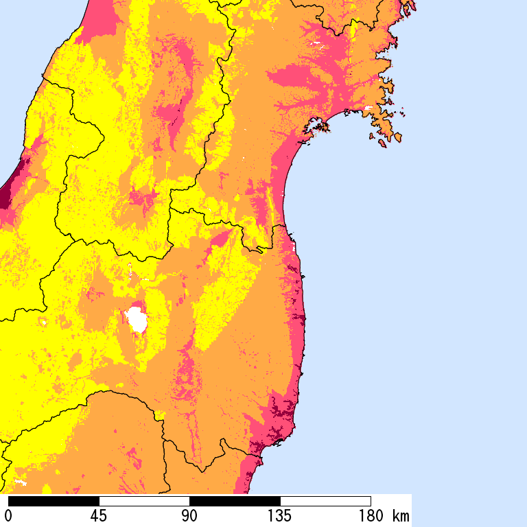 50年間超過確率2%の計測震度分布地図