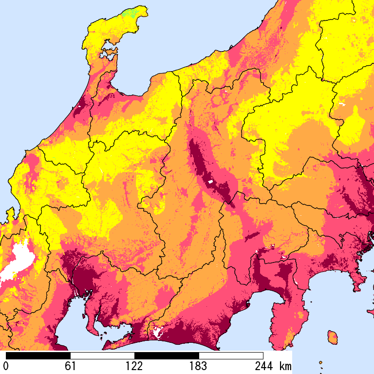 50年間超過確率2%の計測震度分布地図