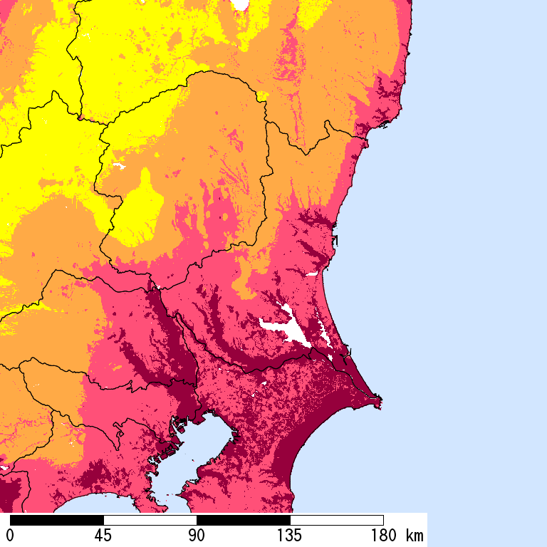 50年間超過確率2%の計測震度分布地図