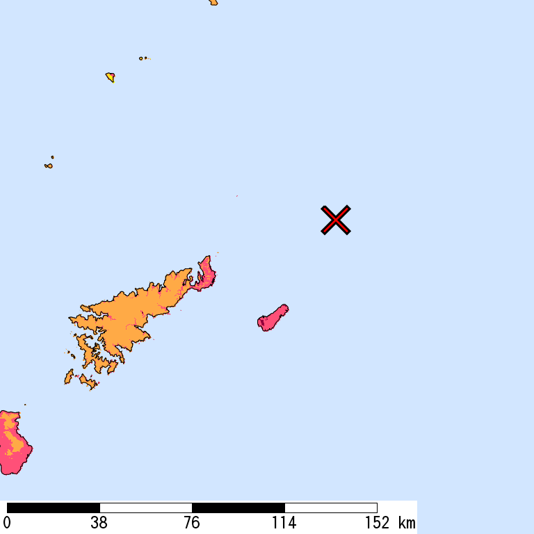 50年間超過確率2%の計測震度分布地図