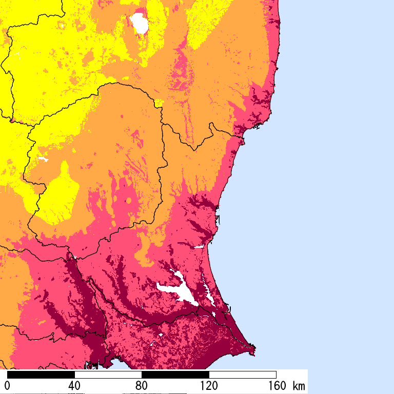 50年間超過確率2%の計測震度分布地図