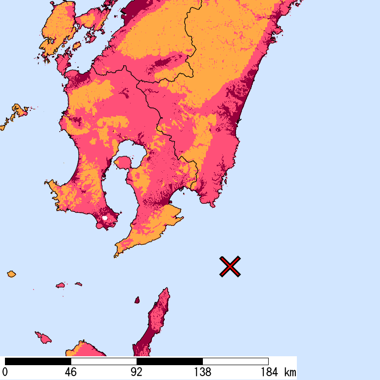 再現期間50000年相当の計測震度分布地図