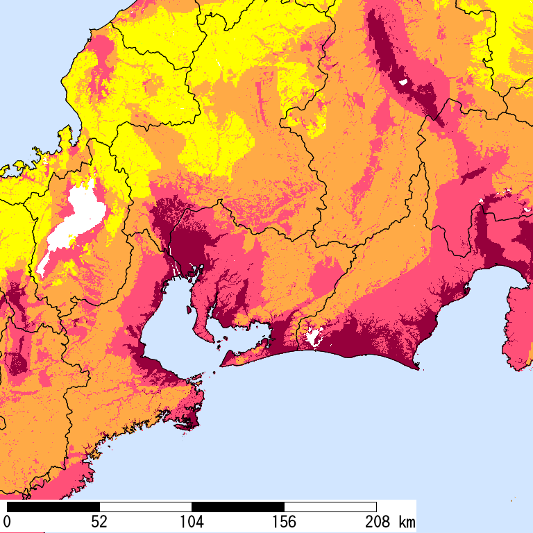 50年間超過確率2%の計測震度分布地図