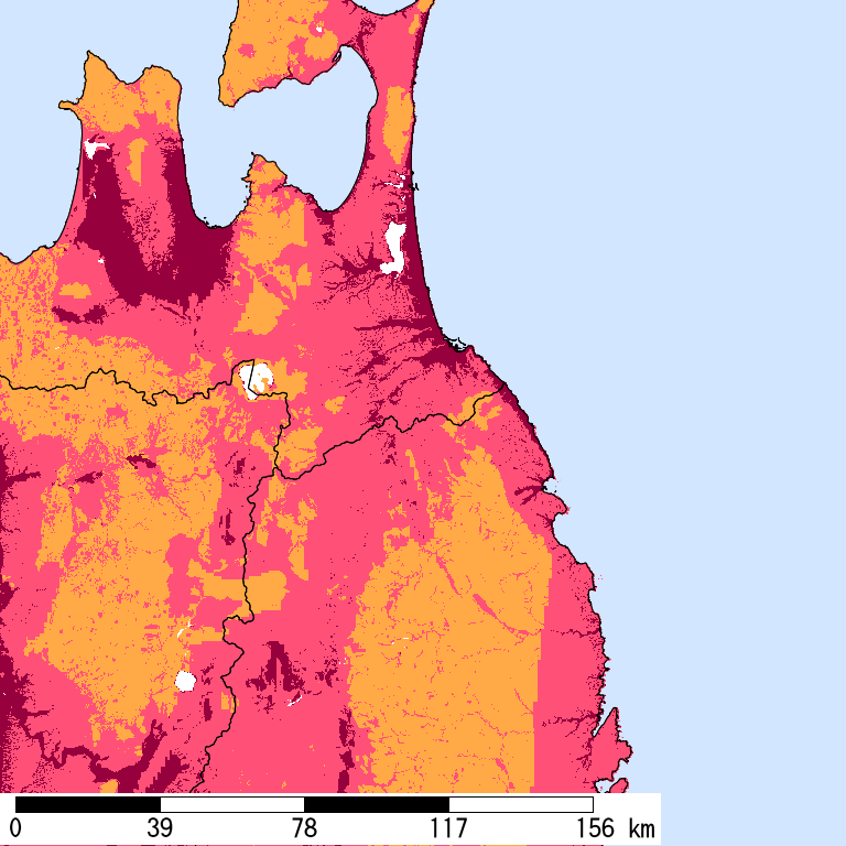 再現期間50000年相当の計測震度分布地図