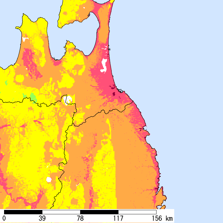50年間超過確率2%の計測震度分布地図
