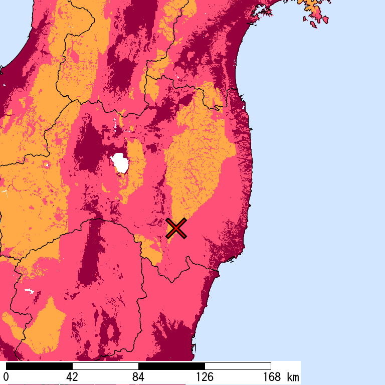 再現期間50000年相当の計測震度分布地図