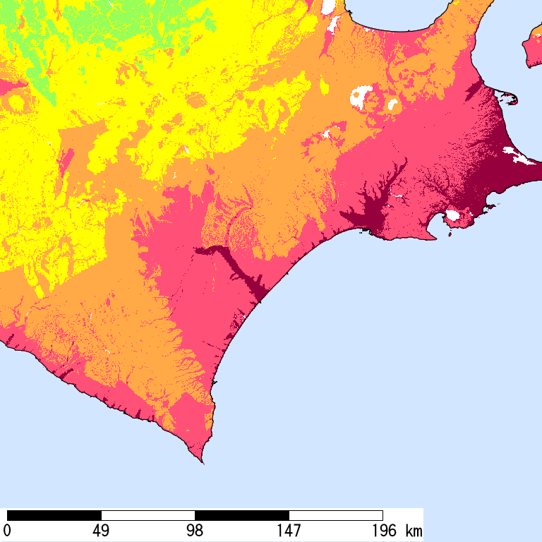 50年間超過確率2%の計測震度分布地図
