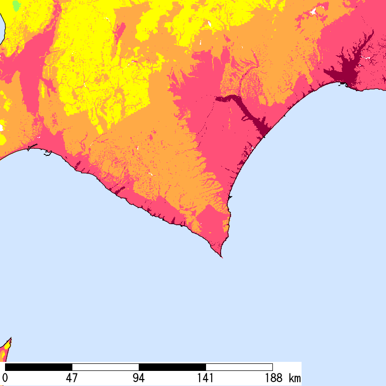 50年間超過確率2%の計測震度分布地図