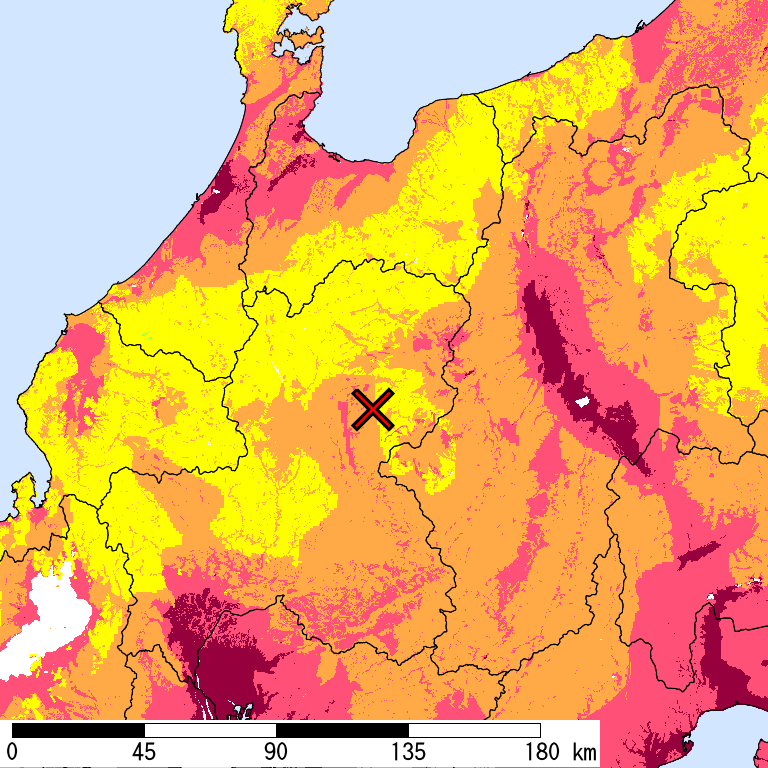 50年間超過確率2%の計測震度分布地図